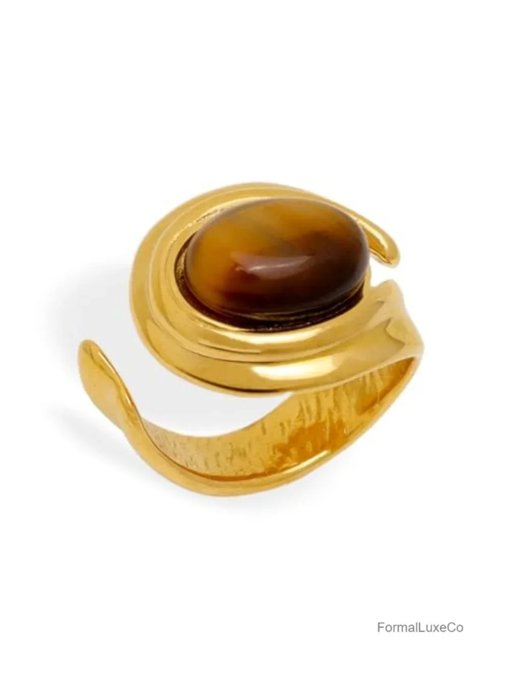 Chunky Gold Statement Dome Ring for Women, 18k Gold Plated Stainless Steel,
